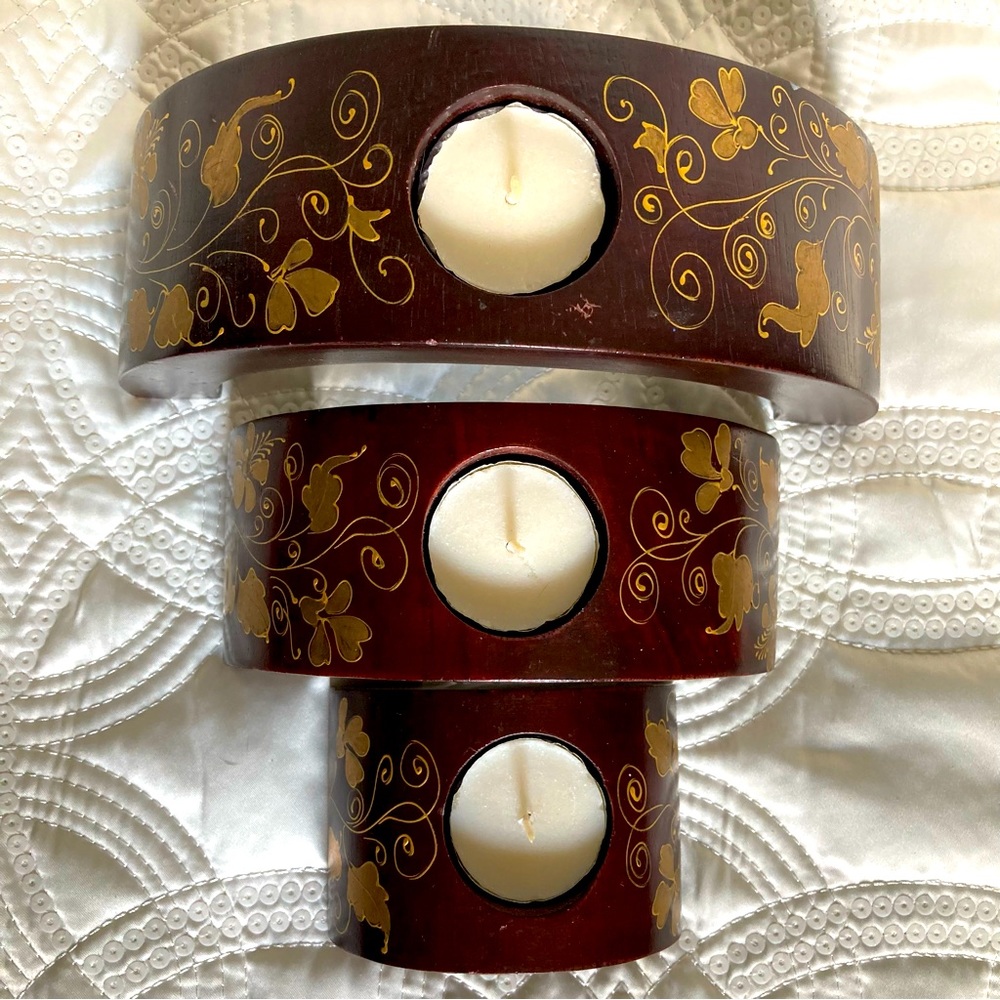 Handmade in Thailand Set of 3 Nesting Tea Light Candle Holders